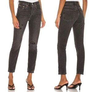 Levi's 501 Premium Skinny Jeans in Black Stick 28